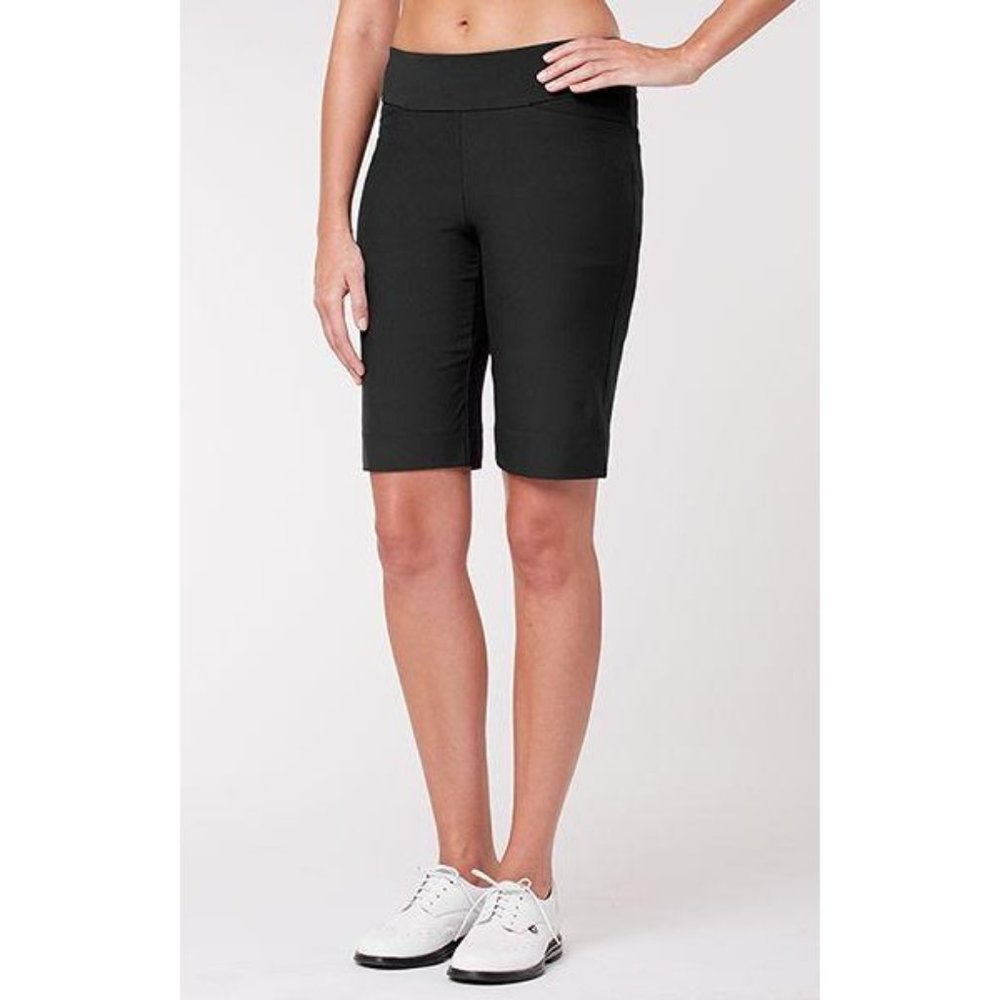 Women's Tail Side Insert 11" Golf Shorts Size 2 Black Bermuda UPF 50 Pull On NEW